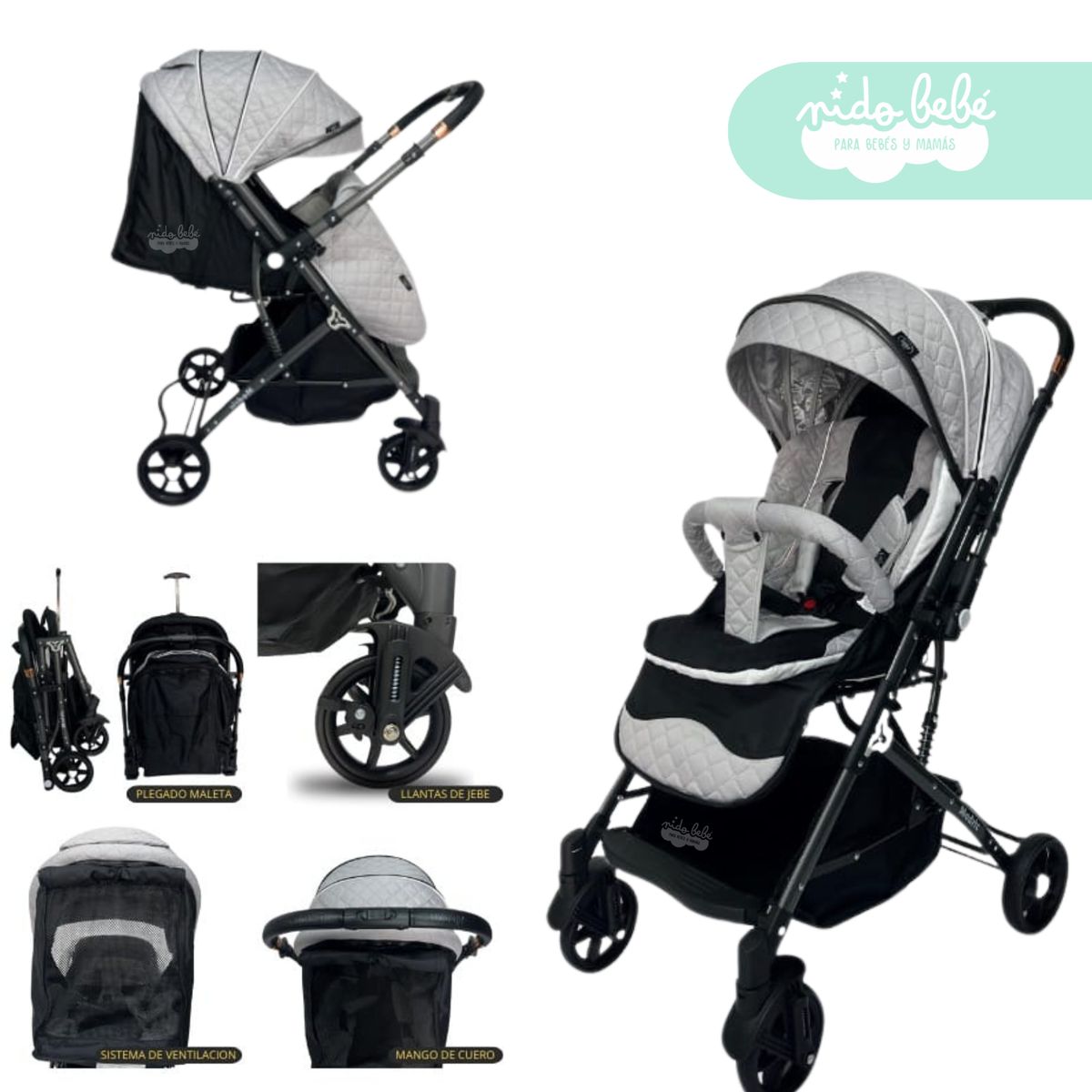 GENERICO - Coche Maleta para bebe modelo Modrick Plomo