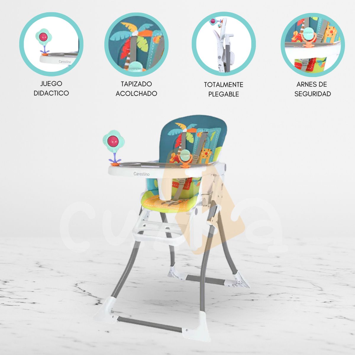 CARESTINO - Silla de Comer Plegable «RIO» Blue