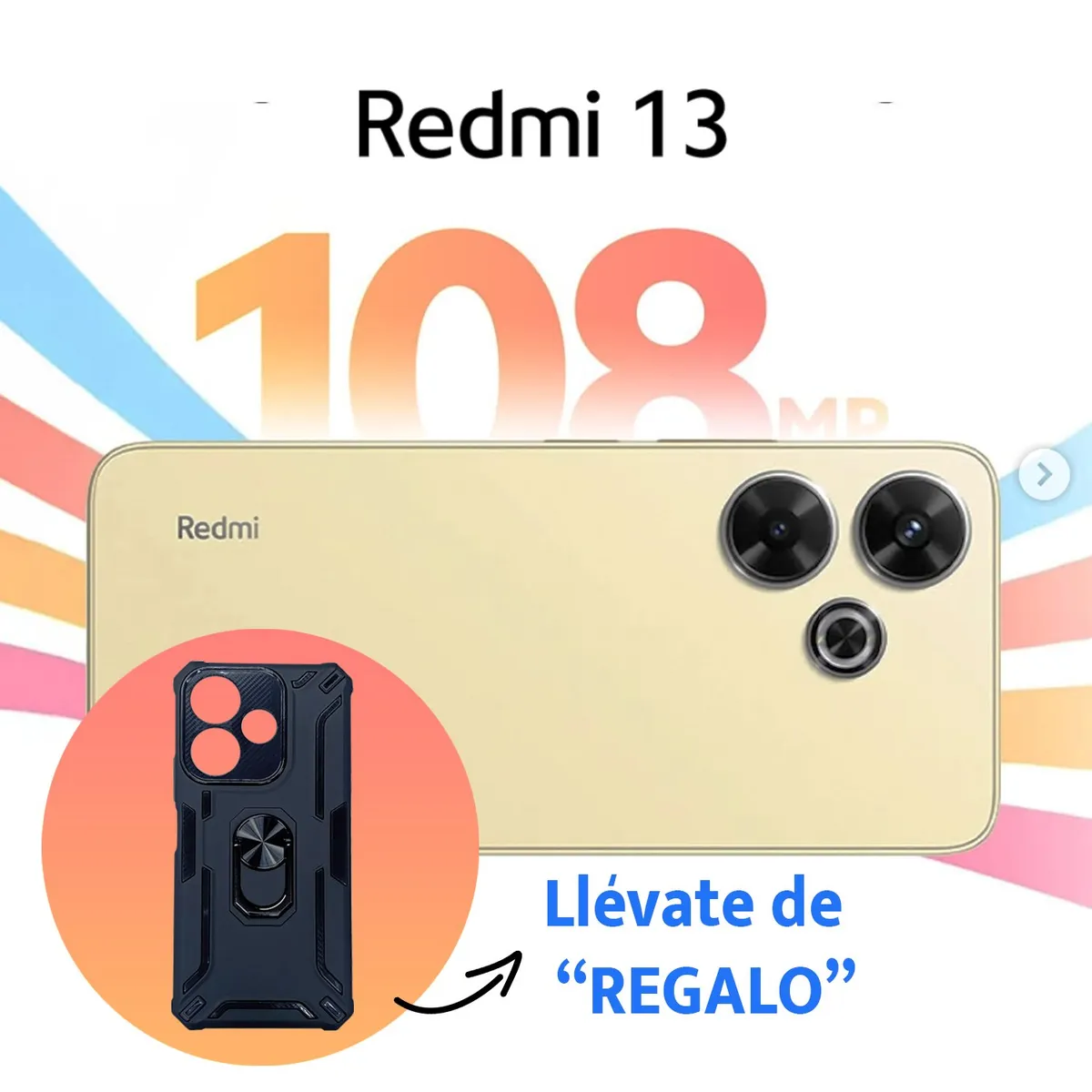 REDMI - REDMI 13 8GB RAM 256GB CÁMARA 108 MP COLOR DORADO ARENA CON ESTUCHE RANGER DE REGALO
