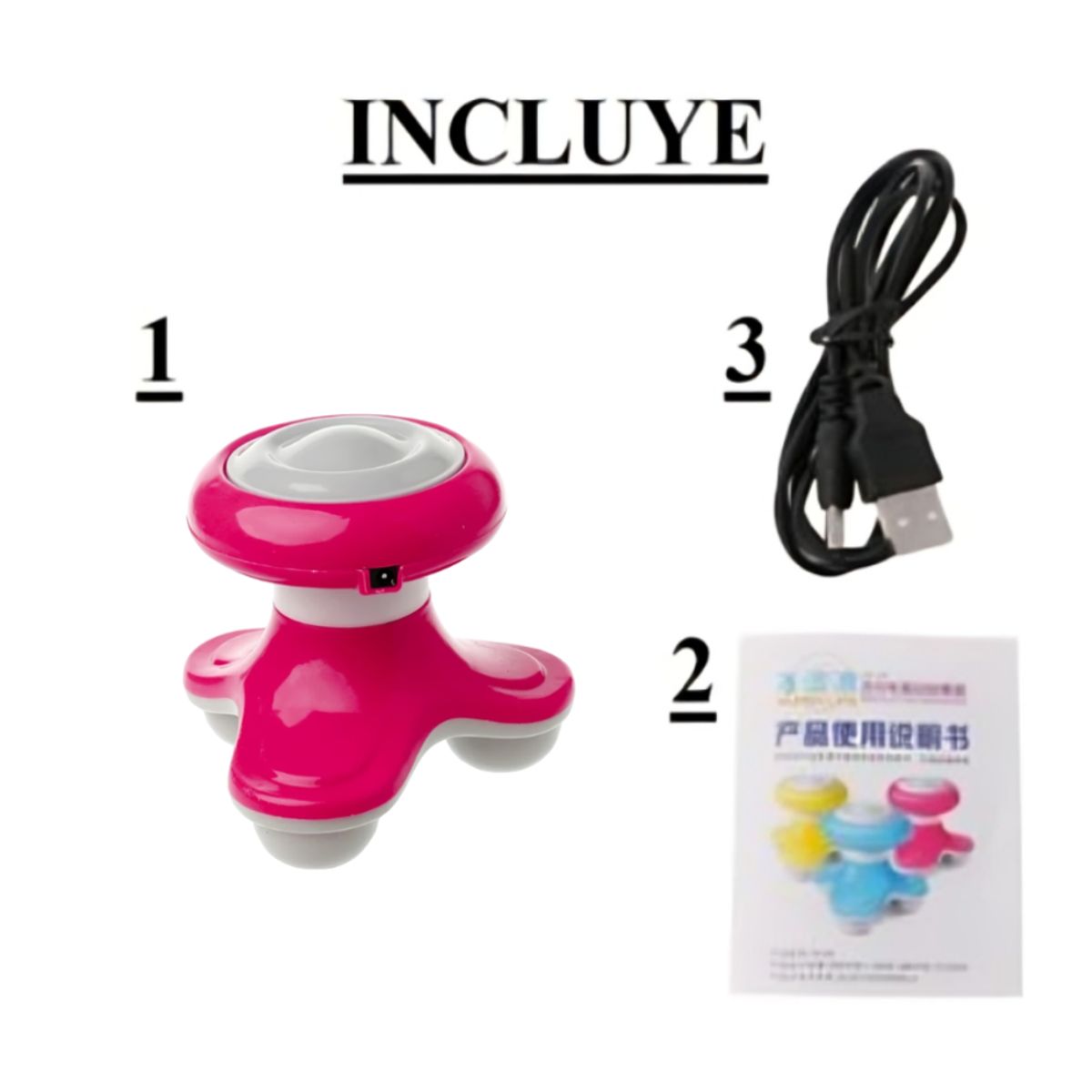 GENERICO - Set 2 Potentes Masajeadores Eléctrico a pila - Amarillo y Rosado