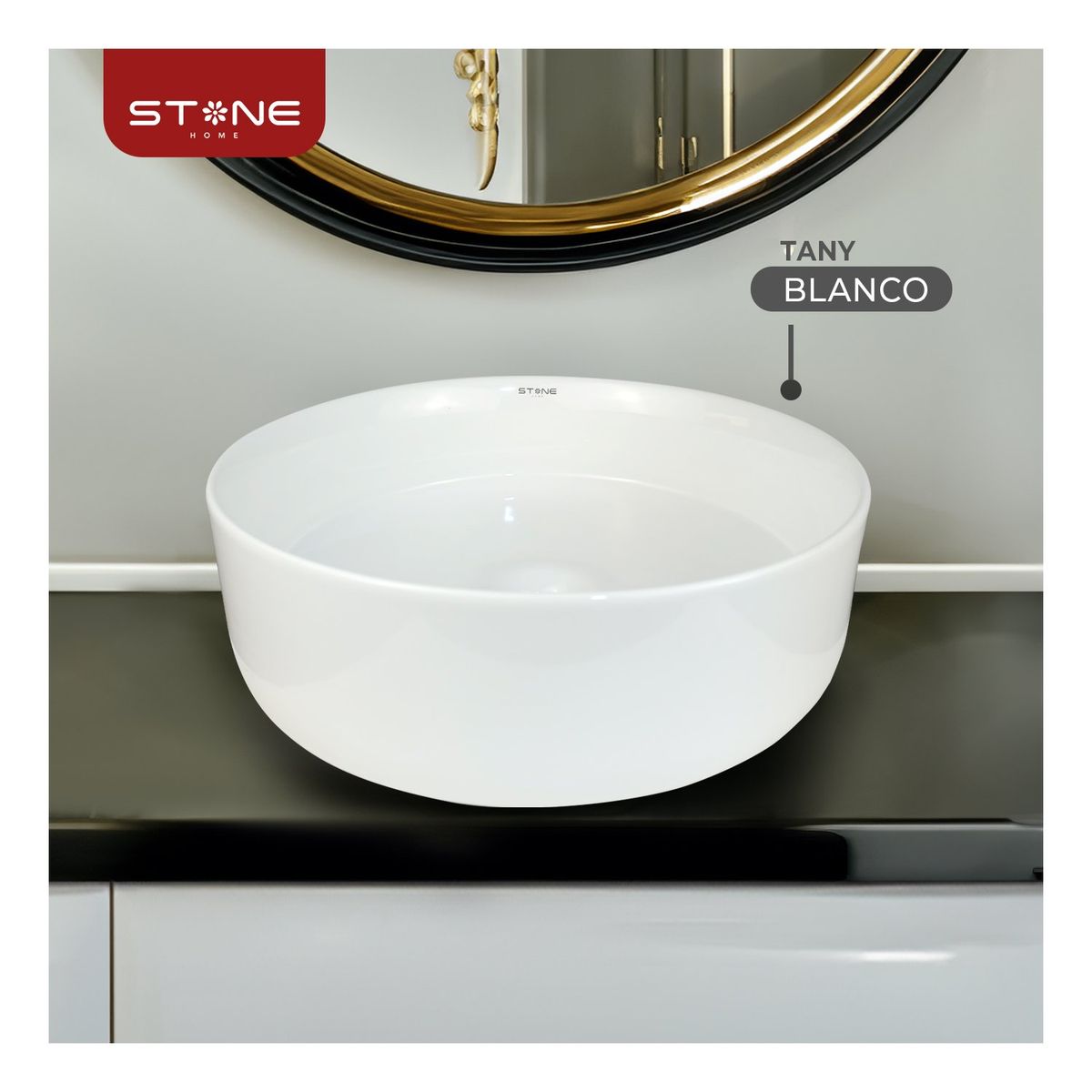 STONE - LAVAMANOS  MOD. REDONDO MINIMALISTA  TANY BLANCO  STONE