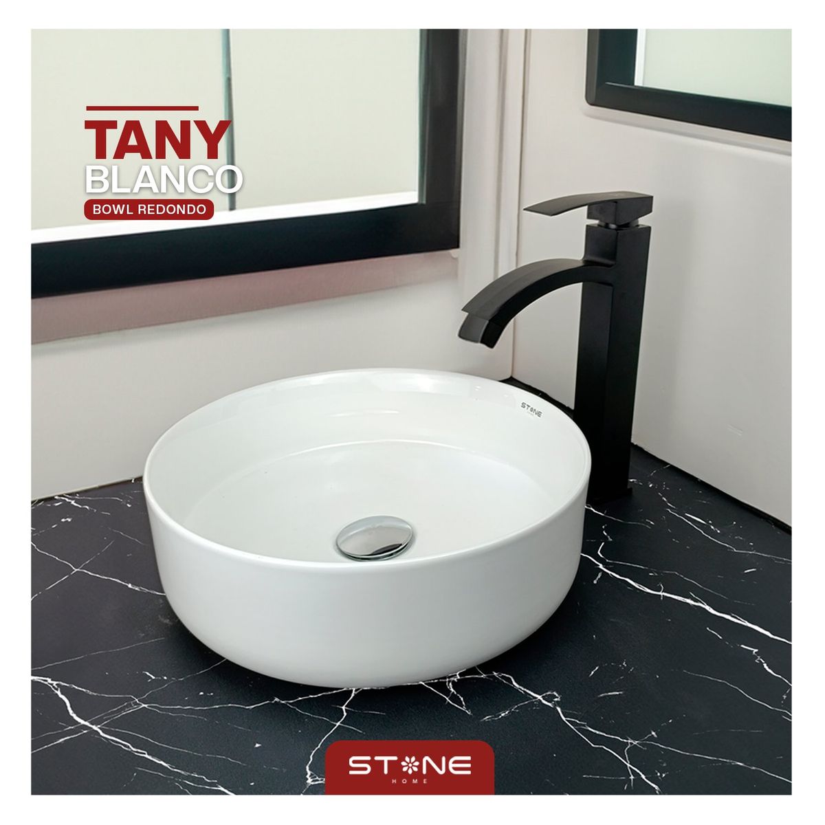 STONE - LAVAMANOS  MOD. REDONDO MINIMALISTA  TANY BLANCO  STONE