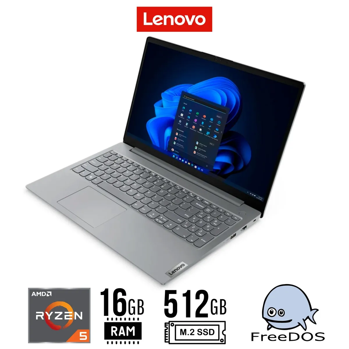 LENOVO - Laptop Lenovo V15 G4 AMN, 15.6"- Ryzen 5 7520U, 16GB DDR5, SSD 512GB - Freedos