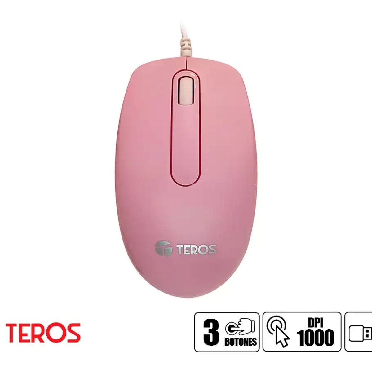 TEROS - MOUSE OPTICO TEROS TE-1221S 1000 DPI USB 3 BOTONES