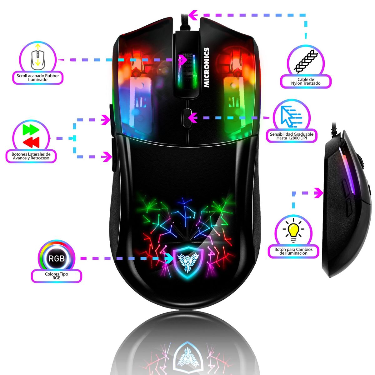MICRONICS - MOUSE MICRONICS NEON - MIC GM808