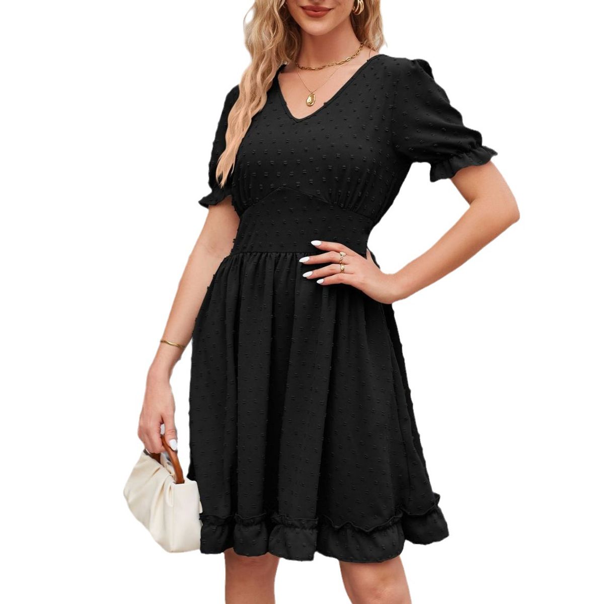 BLWOENS - Vestido casual de verano para mujeres - Negro
