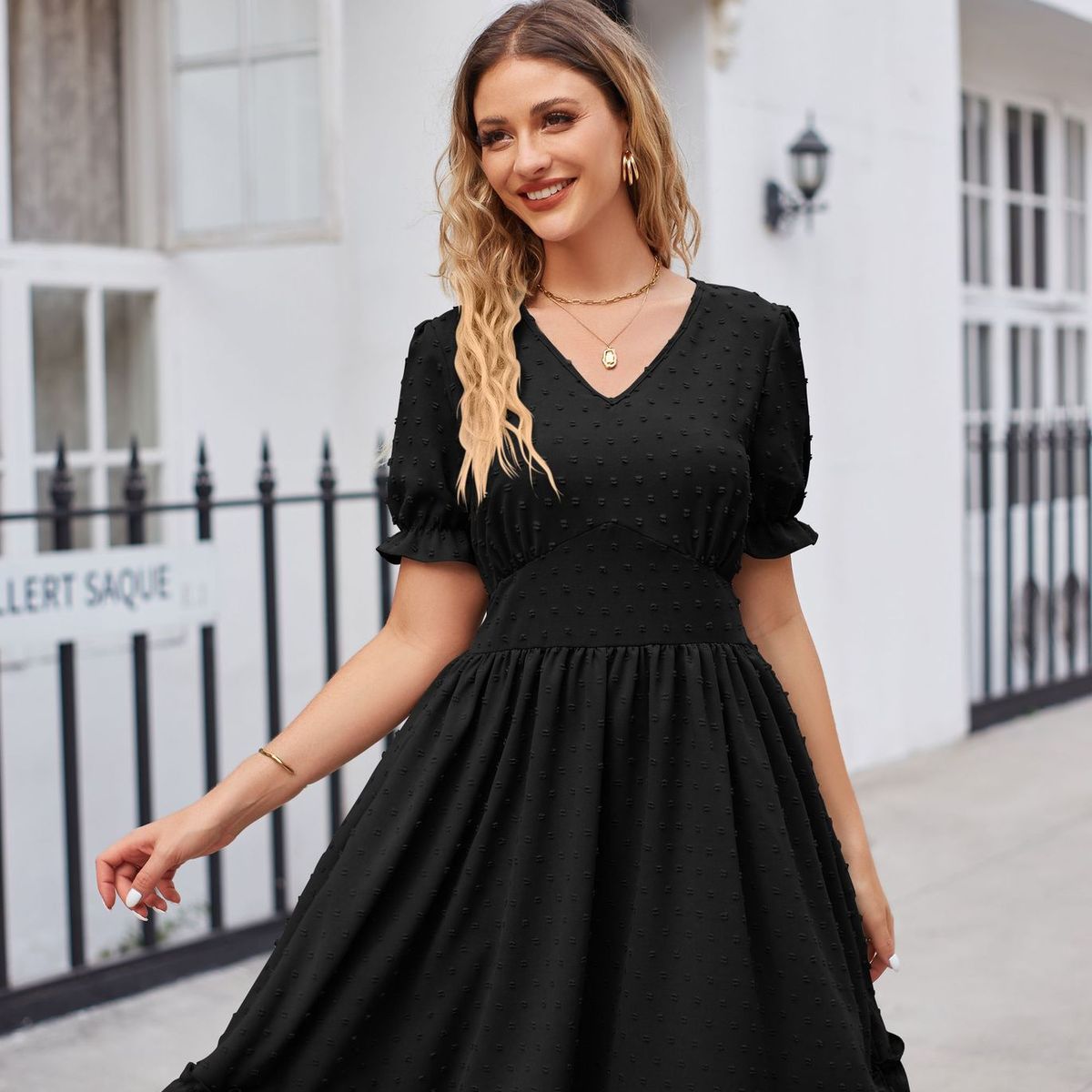 BLWOENS - Vestido casual de verano para mujeres - Negro