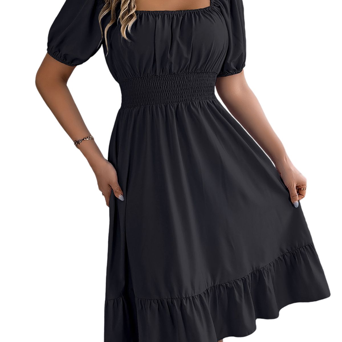 BLWOENS - Vestido casual de verano para mujeres - Negro