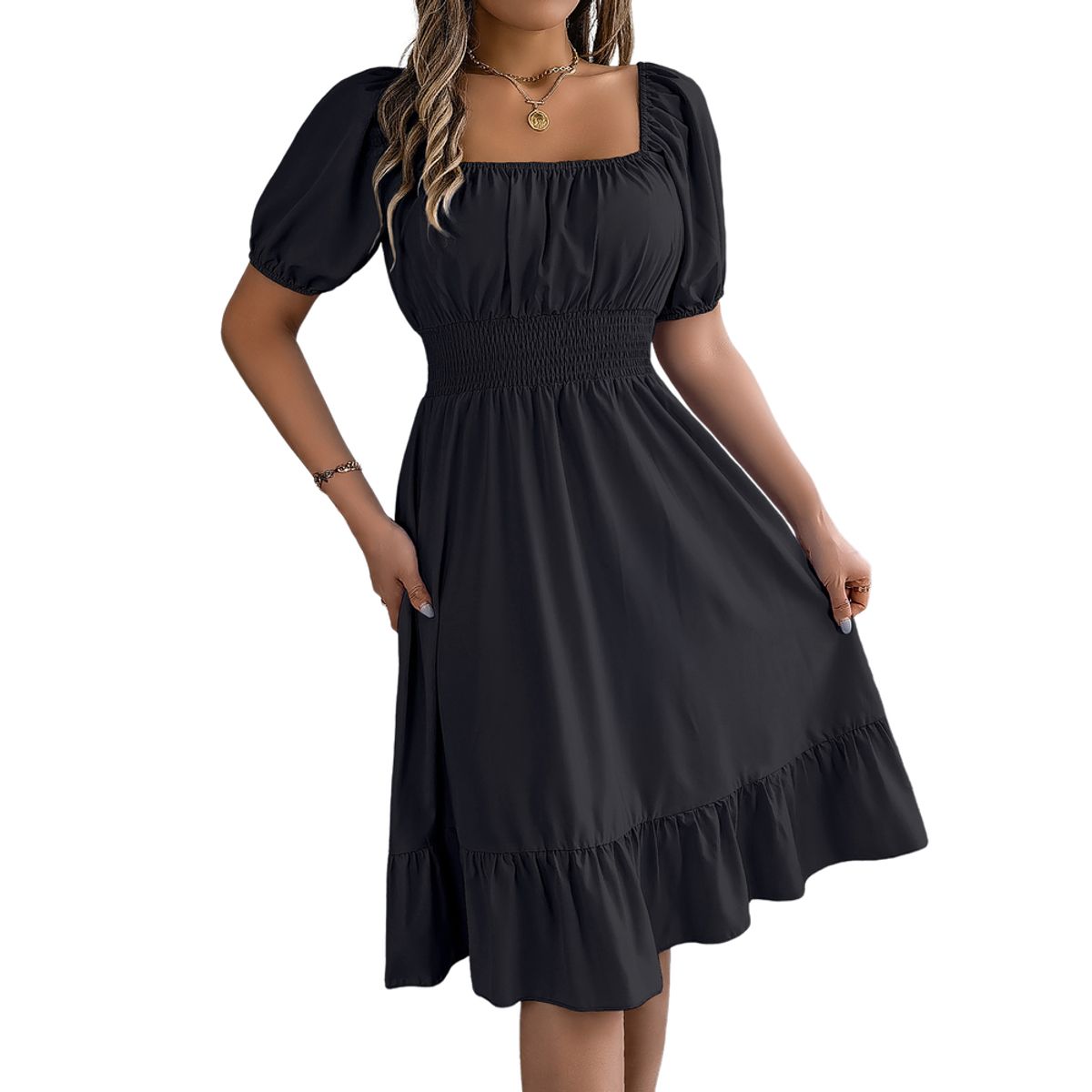 BLWOENS - Vestido casual de verano para mujeres - Negro