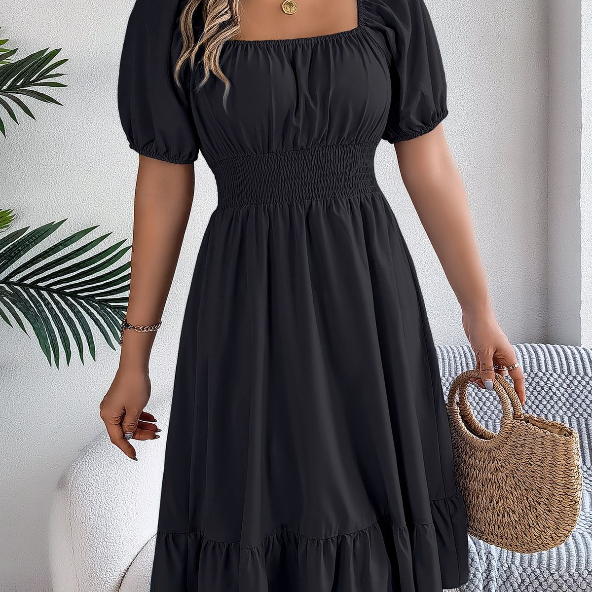 BLWOENS - Vestido casual de verano para mujeres - Negro