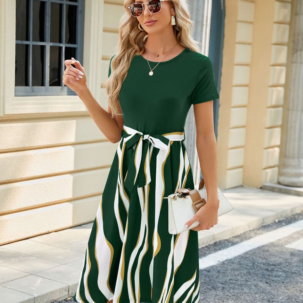 BLWOENS - Vestido casual de verano para mujeres - Verde