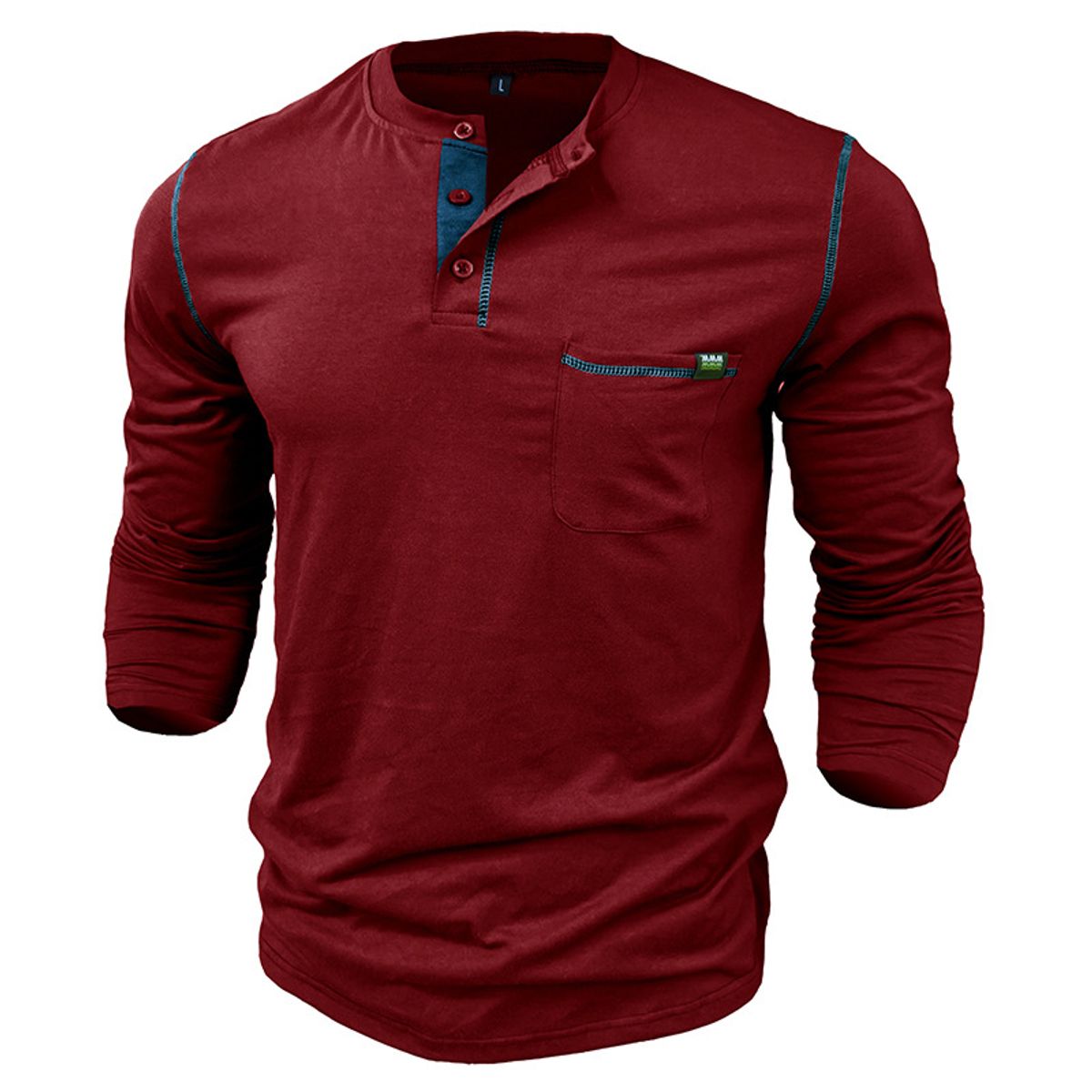 BLWOENS - Camiseta de manga larga para hombres en primavera y otoño - Rojo