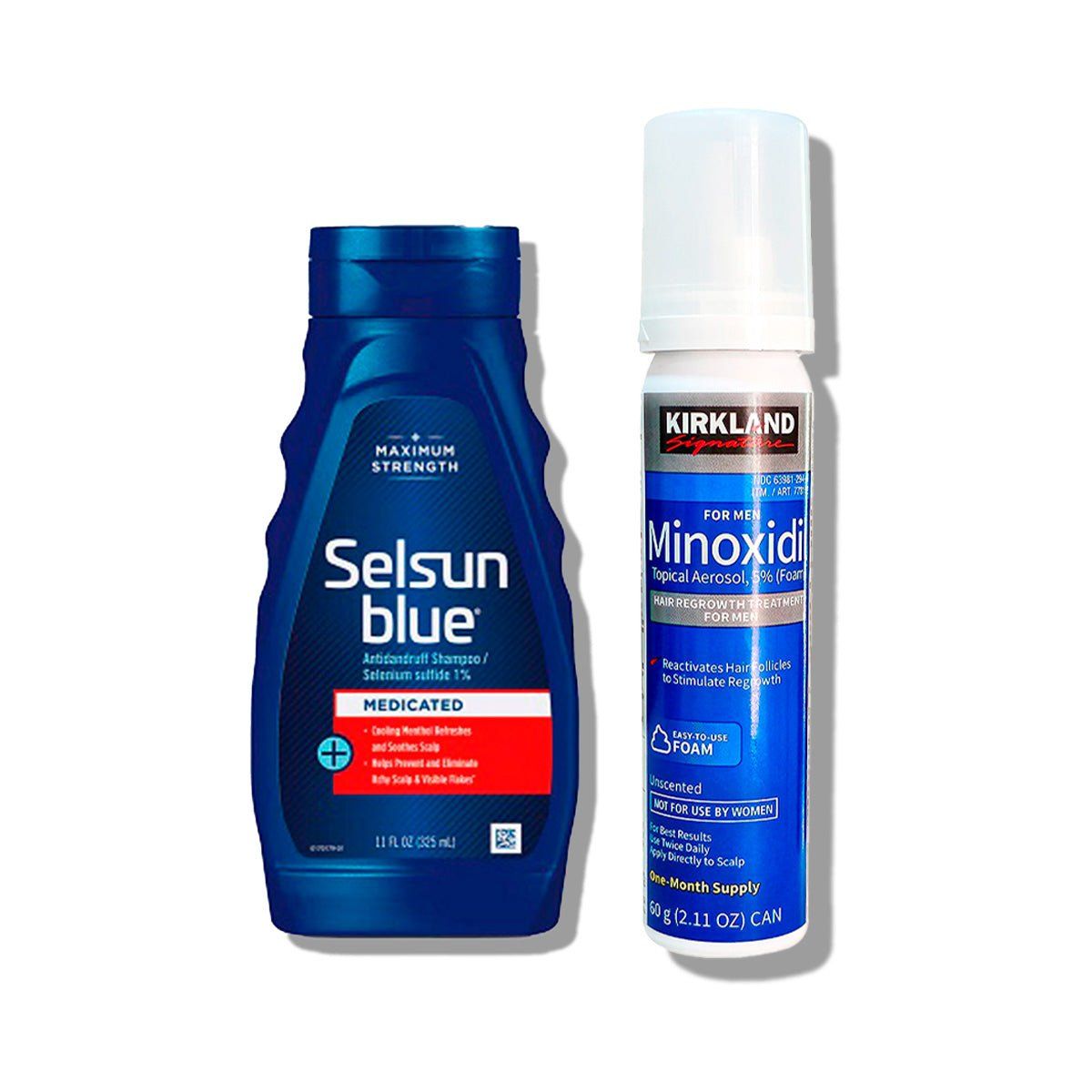 KIRKLAND - Shampoo Selsun Blue Medicado 325ml-Minoxidil Espuma Kirkland 60ml