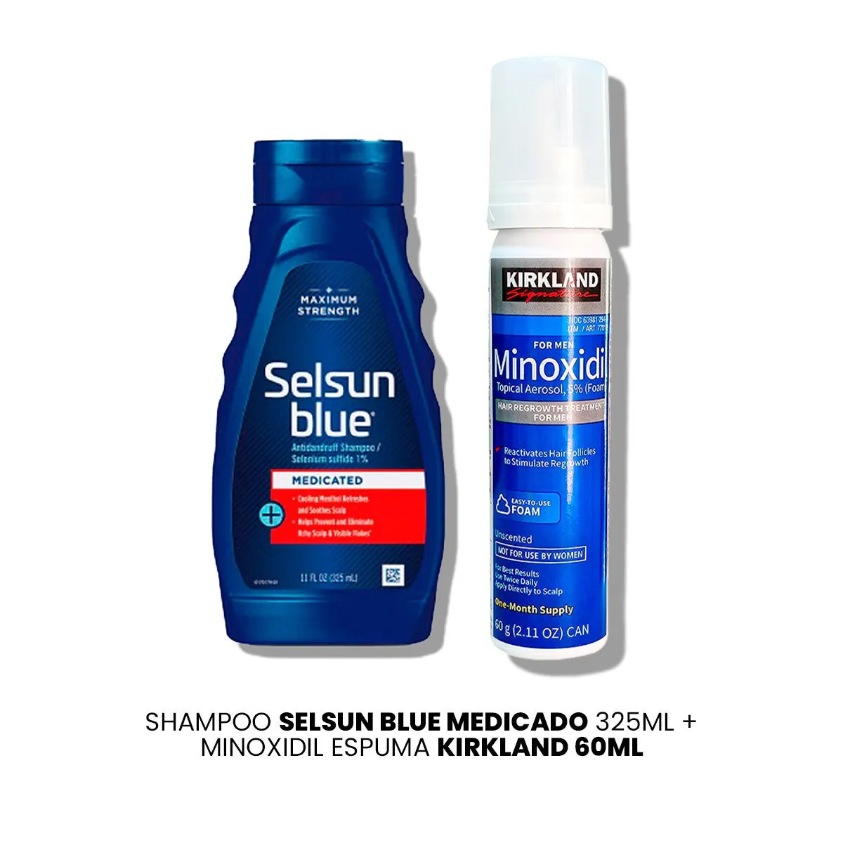KIRKLAND - Shampoo Selsun Blue Medicado 325ml-Minoxidil Espuma Kirkland 60ml