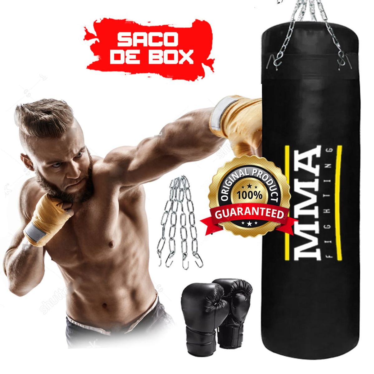 HOLGU - Saco De Boxeo 1.2 Metros - Con Relleno Guantes De Box