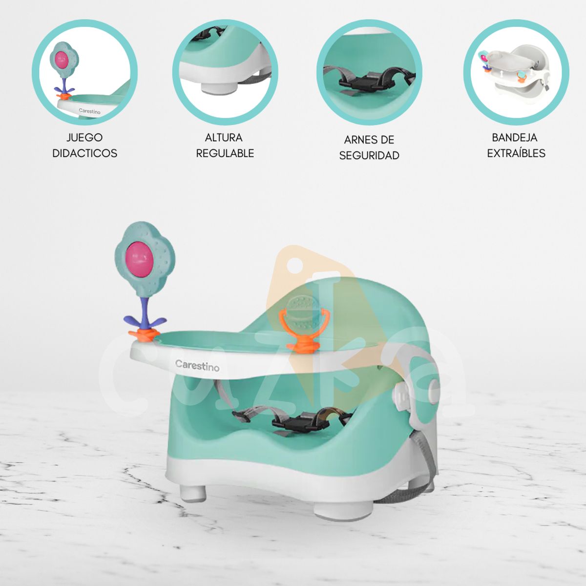 CARESTINO - Silla de Comer Adaptable «BOOSTER» Ligth Green