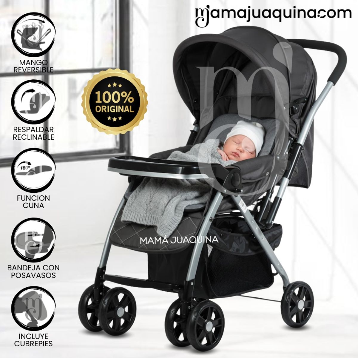 BABY - Coche Cuna de Lujo «VINCENT» Edición Limitada Black