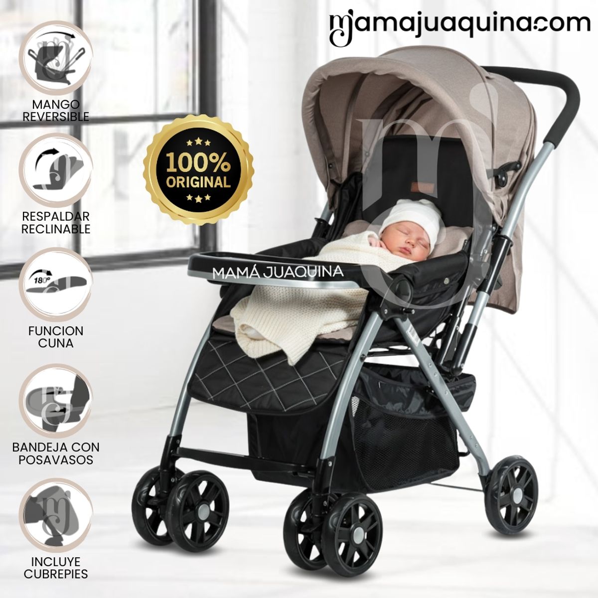 BABY - Coche Cuna de Lujo «VINCENT» Edición Limitada Beige