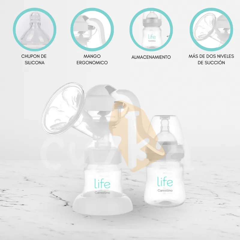 CARESTINO - Extractor Manual con mamadera «LIFE» Gris