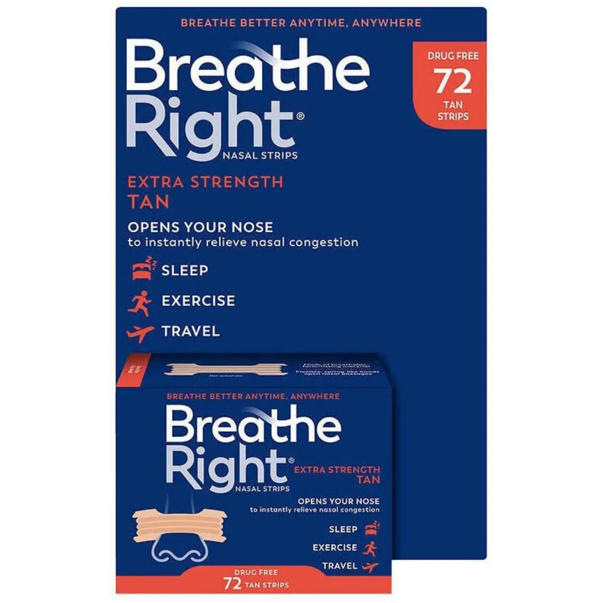 GENERICO - BANDAS NASALES ANTIRONQUIDOS Breathe Right - 72 Tiras