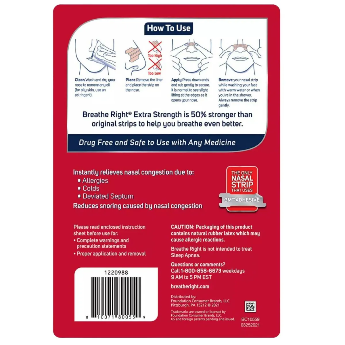 GENERICO - BANDAS NASALES ANTIRONQUIDOS Breathe Right - 72 Tiras