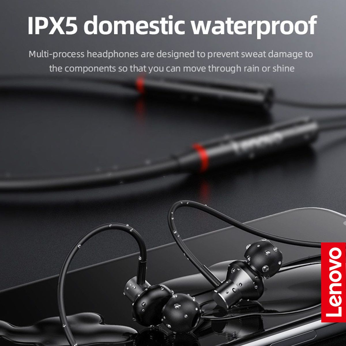 LENOVO - Audífonos inalámbricos Lenovo HE05X Negro BT 5.0