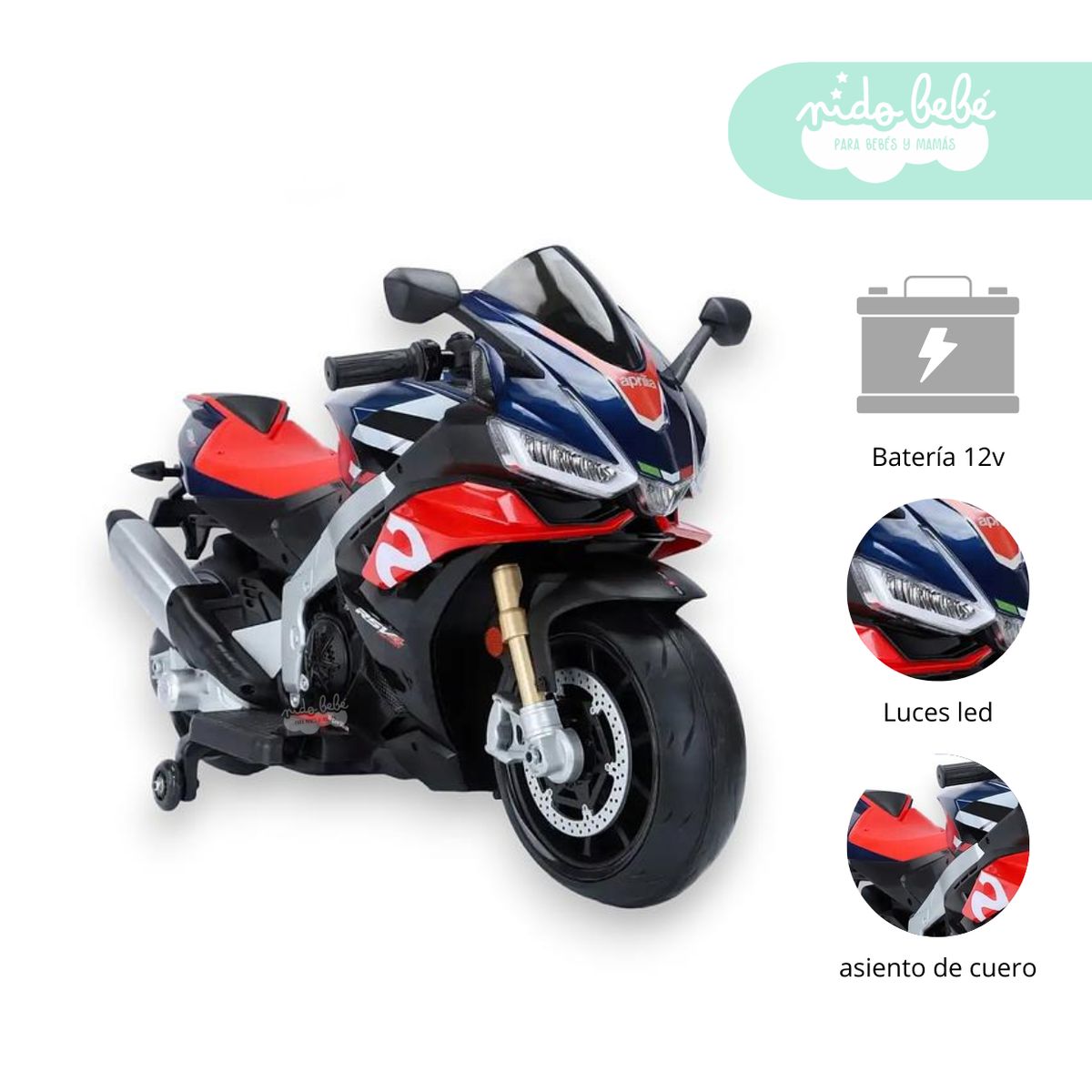 GENERICO - Moto a Batería para niño Aprilia Azul