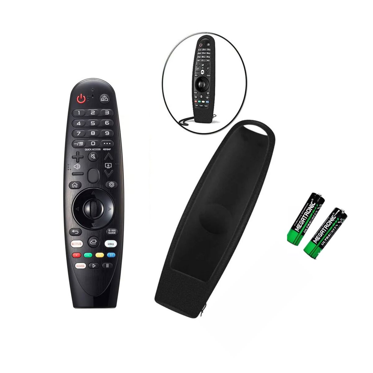 GENERICO - CONTROL REMOTO MAGIC LG + FUNDA SILICONA NEGRA ABIERTA +  PILAS Gratis