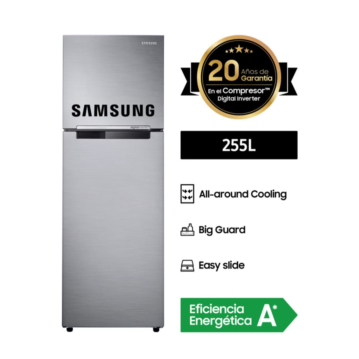 SAMSUNG - REFRIGERADORA SAMSUNG RT25FARADS8 255Lt SILVER