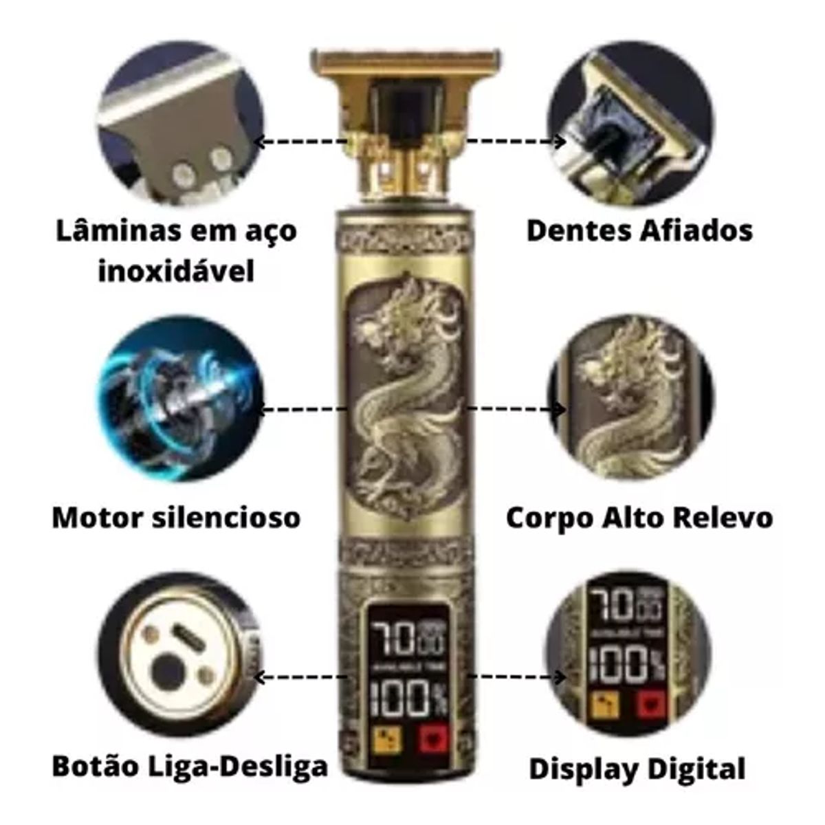 GENERICO - Cortadora Trimmer Maquina De Afeitar Inalambrica Con Pantalla Led