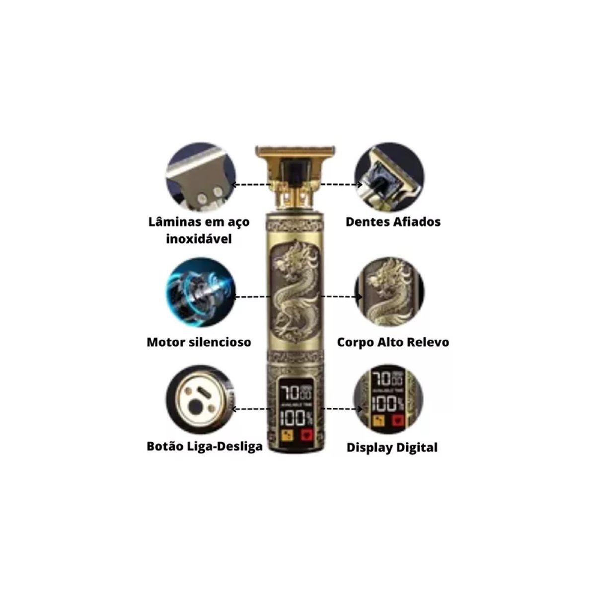 GENERICO - Cortadora Trimmer Maquina De Afeitar Inalambrica Con Pantalla Led