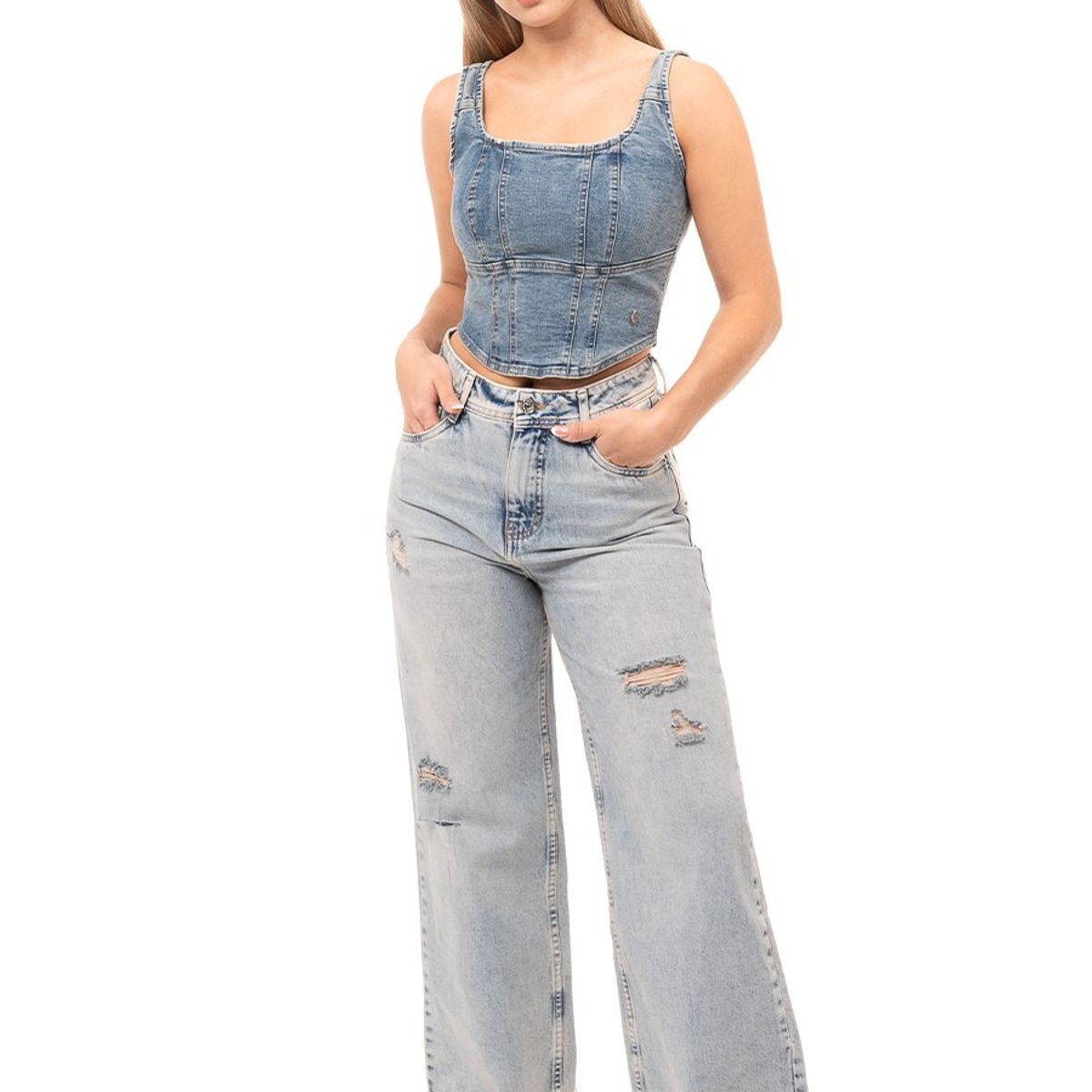 SQUEEZE - Blusas Denim Stretch Mujer Karmyn Squeeze