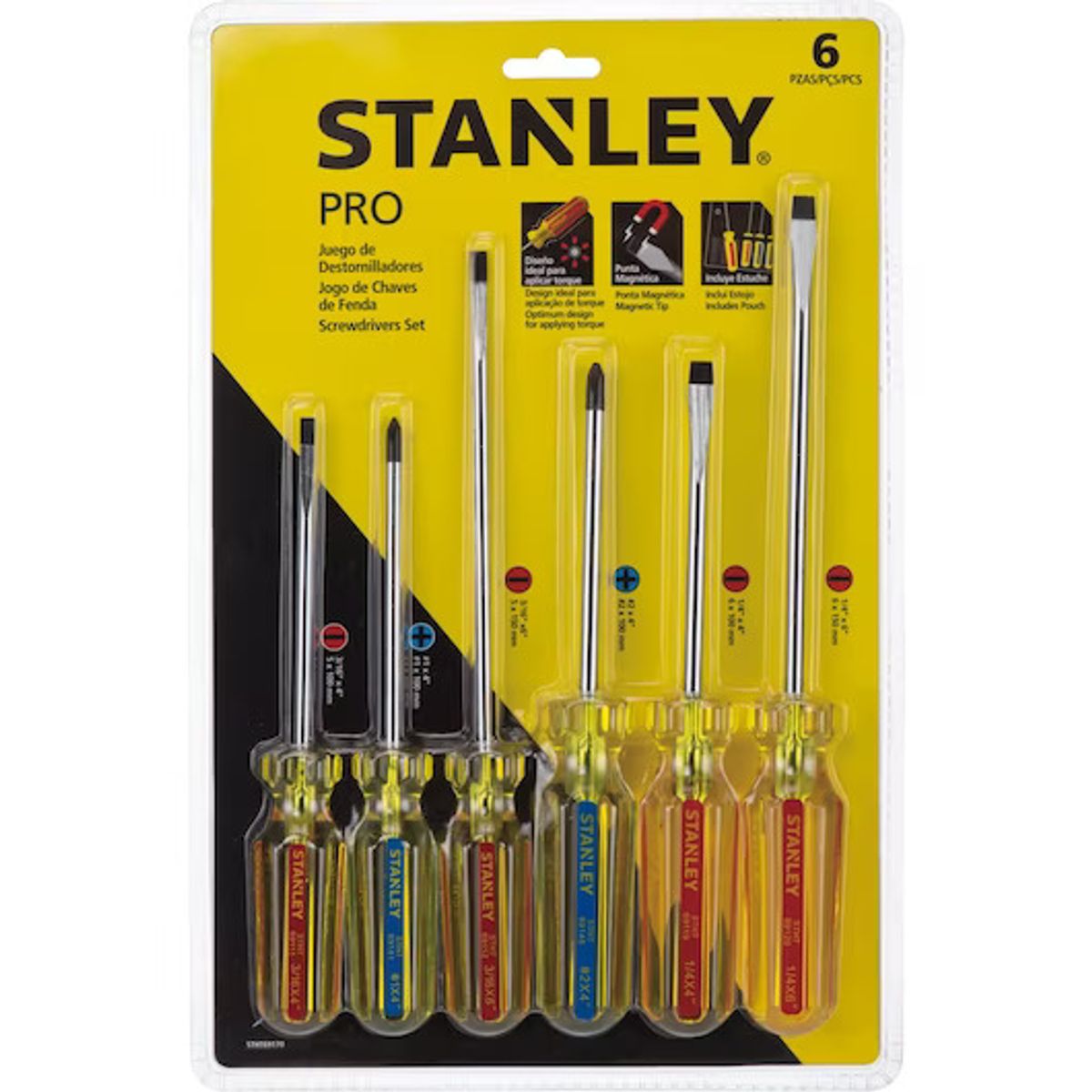 STANLEY - Juego de 6 Destornilladores Pro Stanley