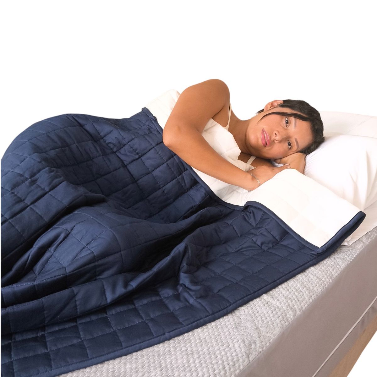 HYPNO HOME - Manta Pesada Antiestrés 4.5 Kg - Navy/Blanco