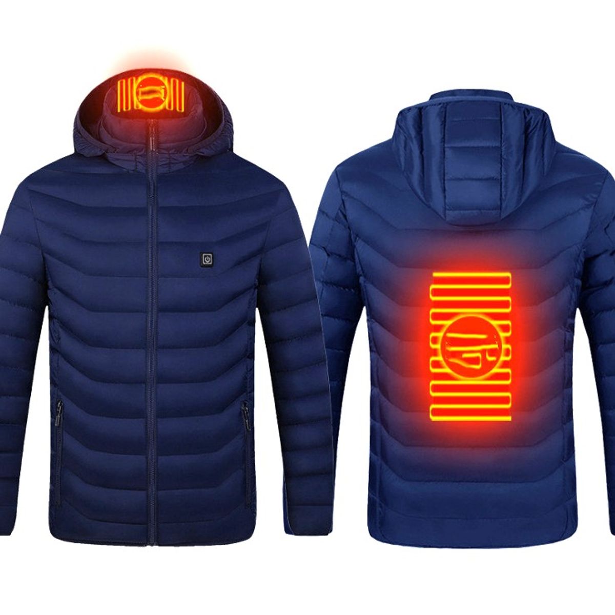 GENERICO - Casaca Calefactora Térmica Hombre Impermeable Azul Capucha Genieka