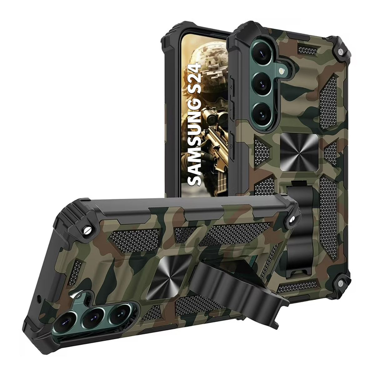 GENERICO - Case Funda Protector Anti impacto Samsung S24 - Camuflado Militar