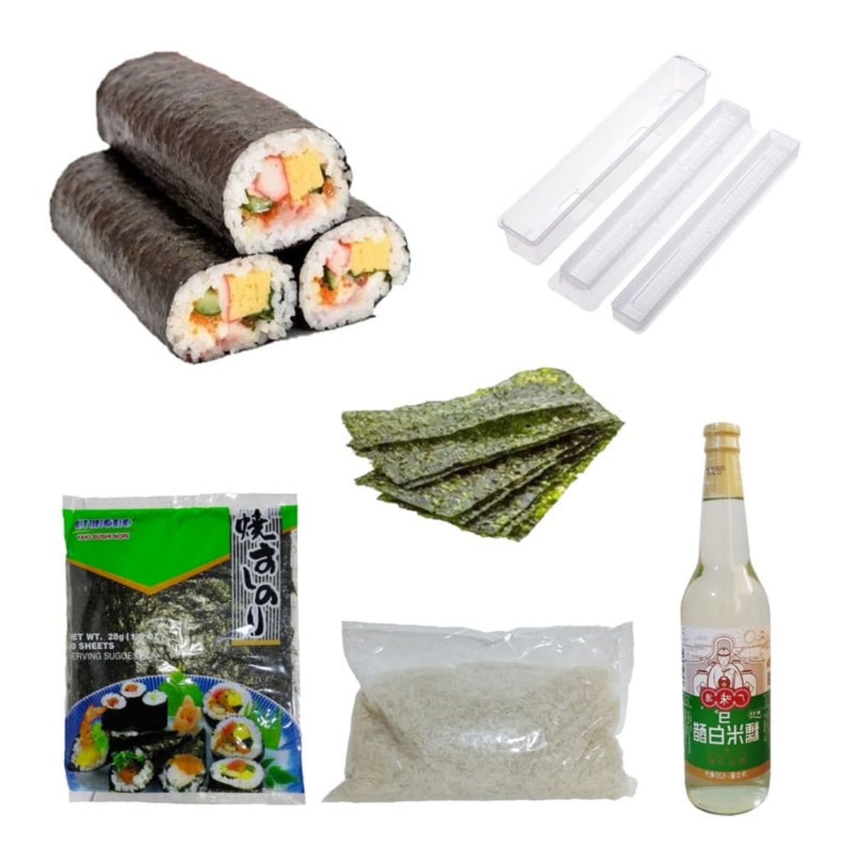 GENERICO - Set Makis Amateur 4u Molde Roller Alga Nori Arroz Vinagre