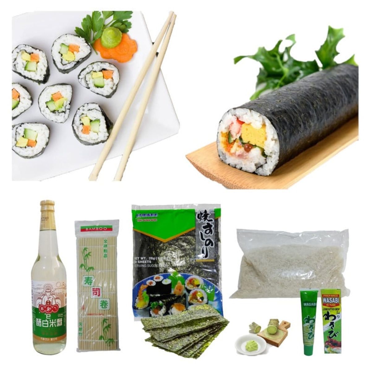 GENERICO - Set Makis Picante Tradicional 5u Wasabi Esterilla Nori Arroz
