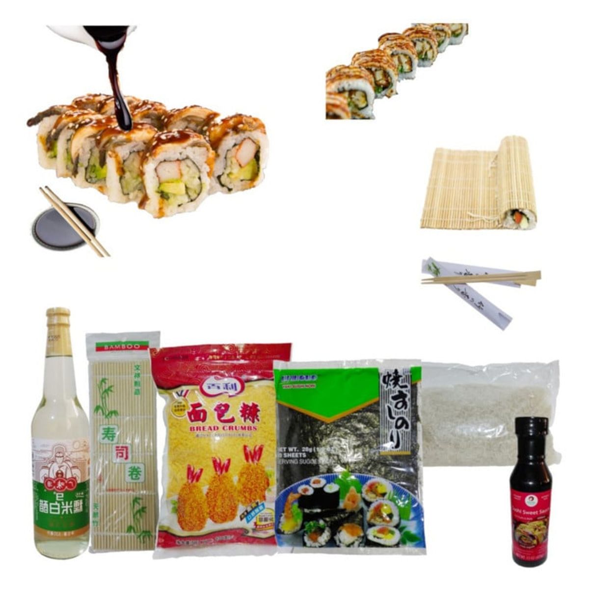 GENERICO - Set Makis Unagi Tempura 8u Panko Salsa Anguila Nori Arroz