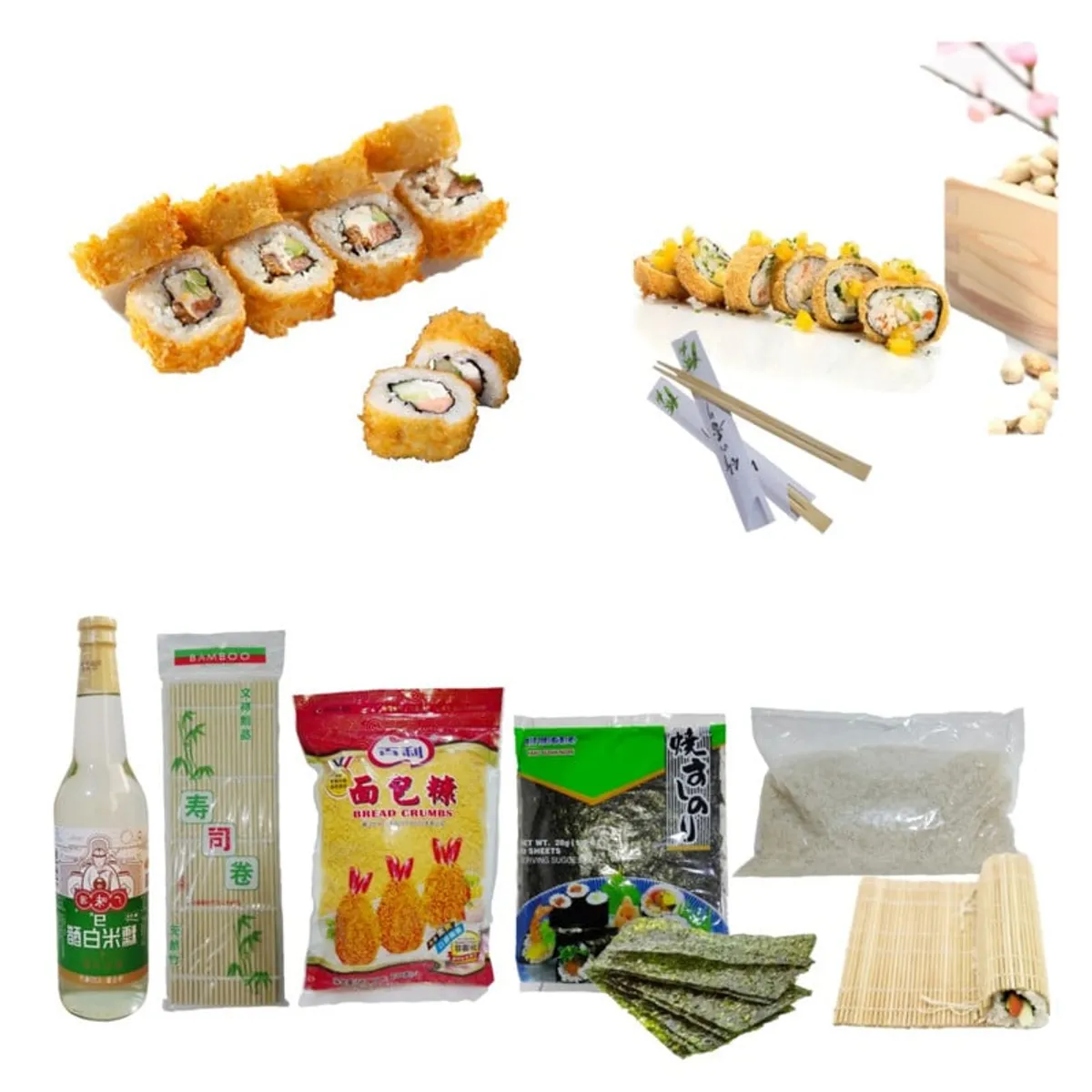 GENERICO - Set Makis Tempura Basico 7u Panko Esterilla Alga Nori Arroz