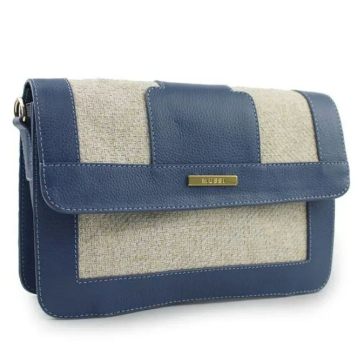 GENERICO - BOLSO MANOS LIBRES DE CUERO AZUL - MUSSI