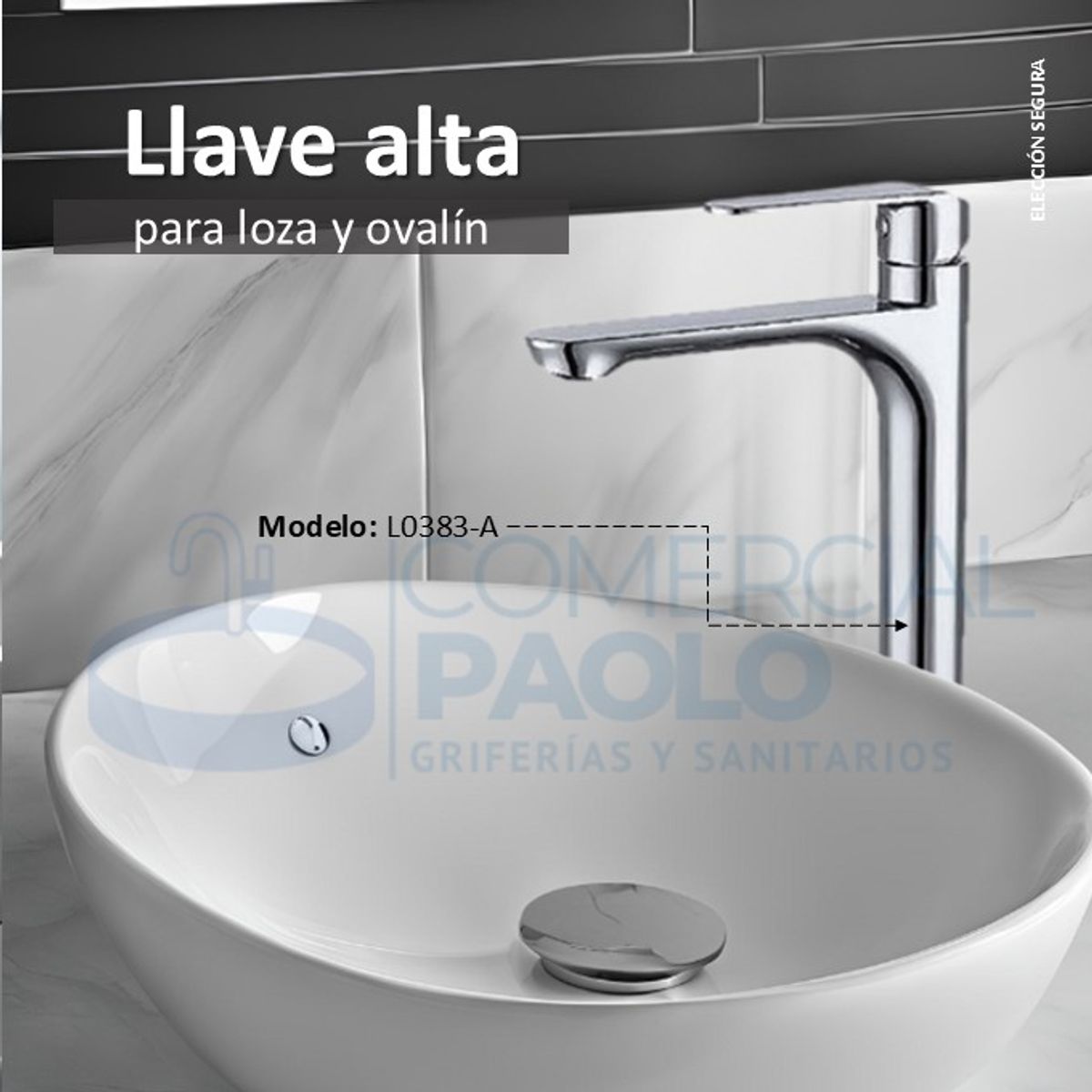 XM - LLAVE PARA LAVATORIO ALTO MUEBLE CROMADO L0383-A