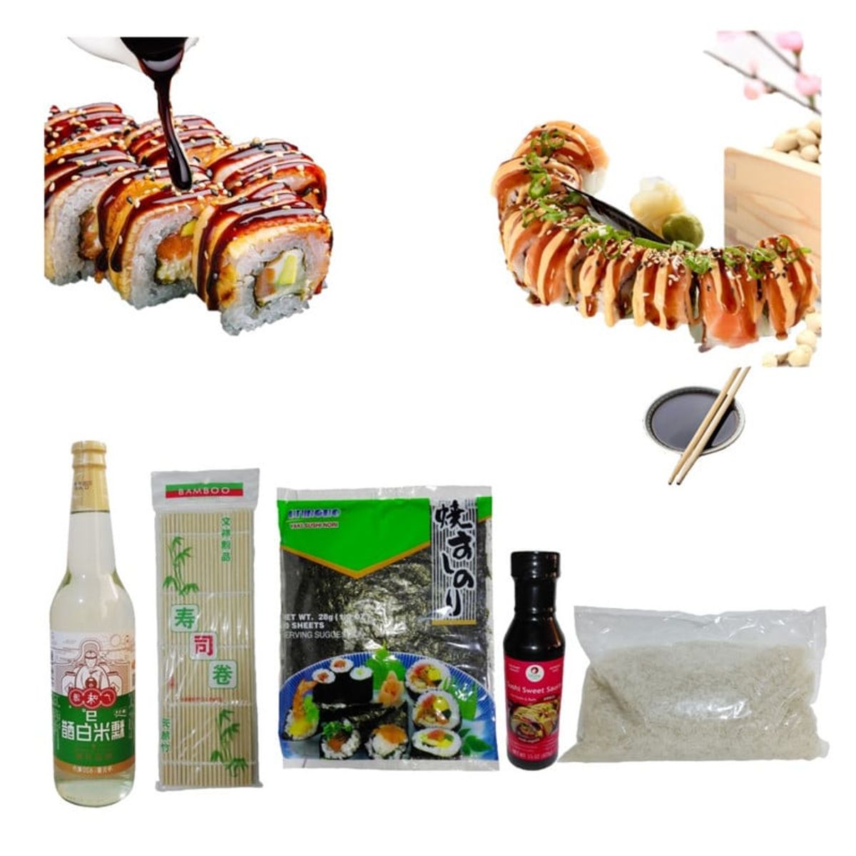 GENERICO - Set Makis Unagi Basico 5u Salsa Anguila Alga Nori Arroz