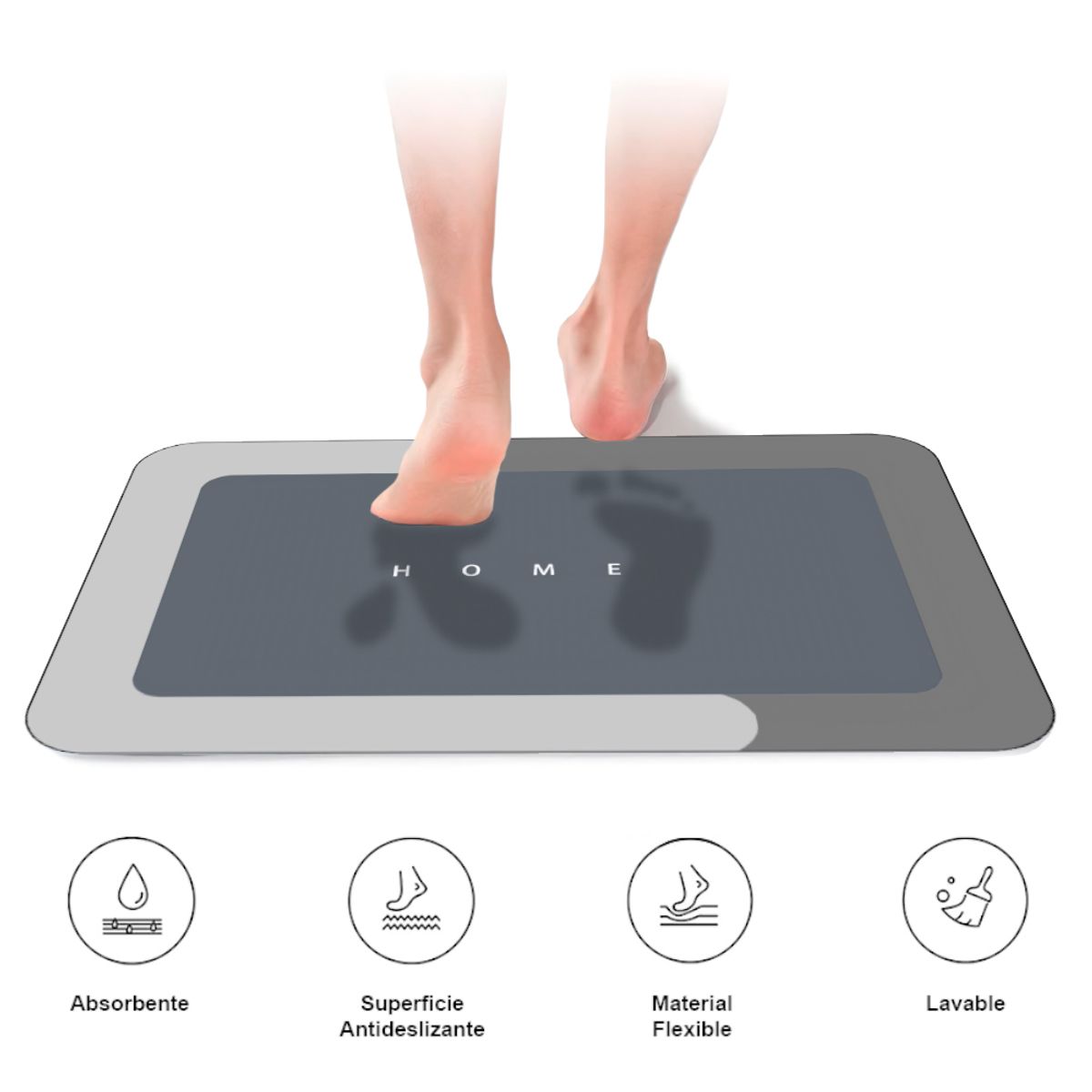 SASHIJA - Alfombra Antideslizante para Piso Tapete de Baño N35 Plomo