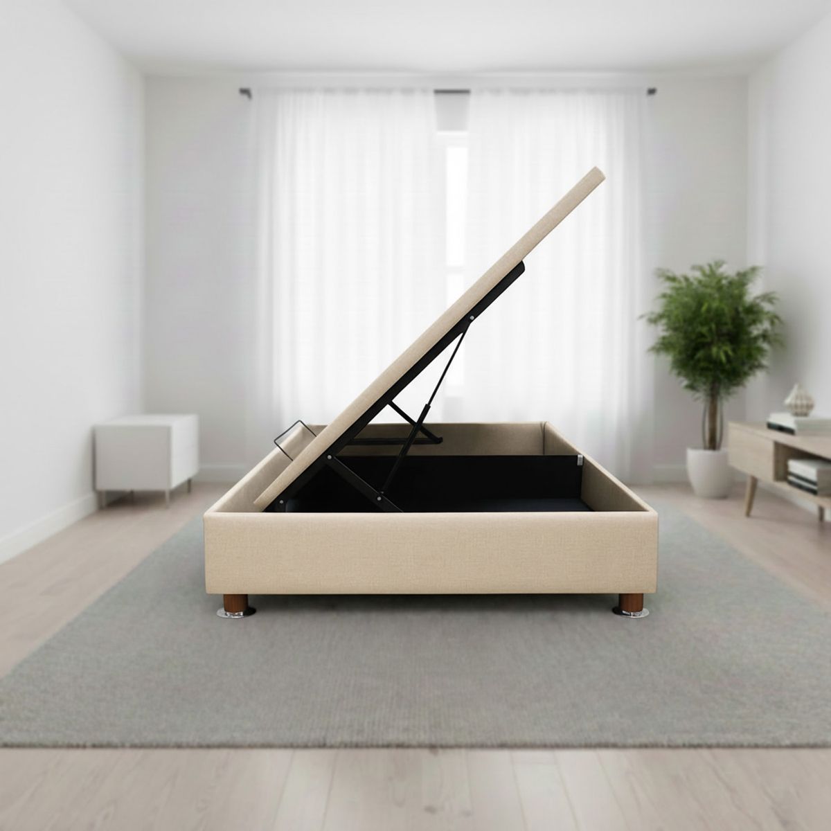 MUEBLES MACRUMO - Box Espacio Tarima reformado 1.5 Plz + Tela ALPHA (Color Beige)