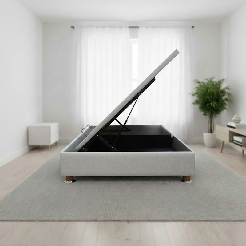 MUEBLES MACRUMO - Box Espacio Tarima reformado 2 Plazas + Tela ALPHA  (Color Gris Plata)