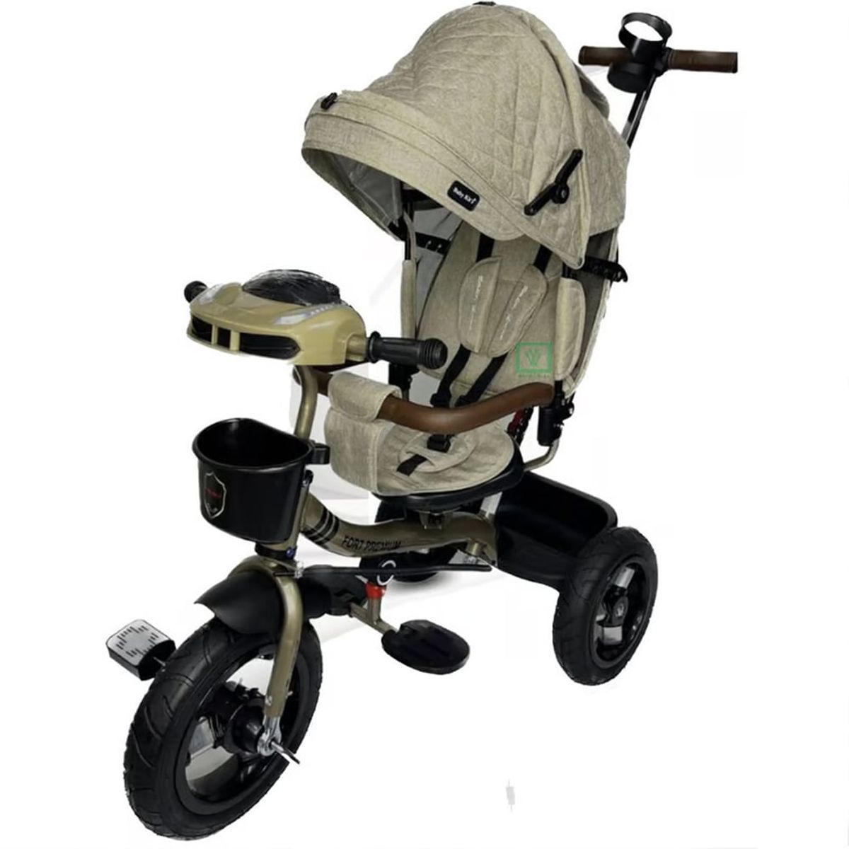 BABY KITS - Triciclo Guiador 3 en 1 «FORT PREMIUM» USB Beige