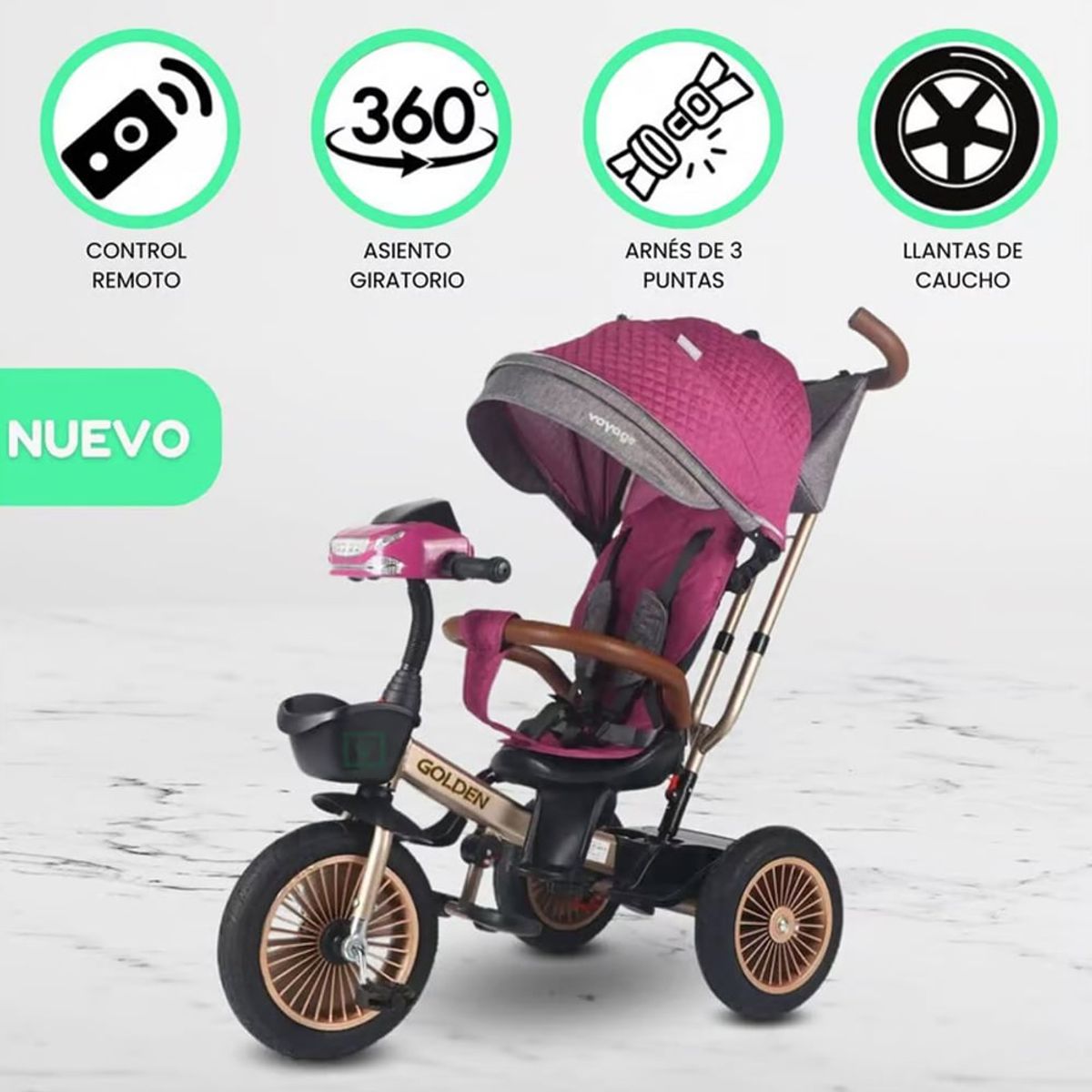VOYAGE - Triciclo Guiador Para Niños «GOLDEN II» Purple