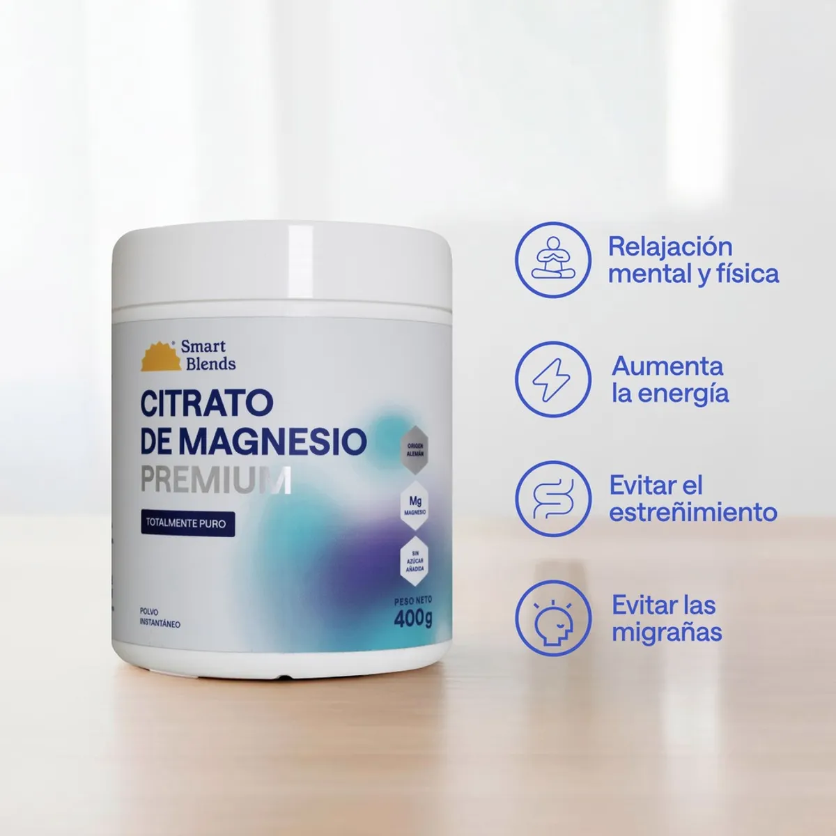 GENERICO - Citrato De Magnesio Smart Blends Premium 400 G Instantáneo