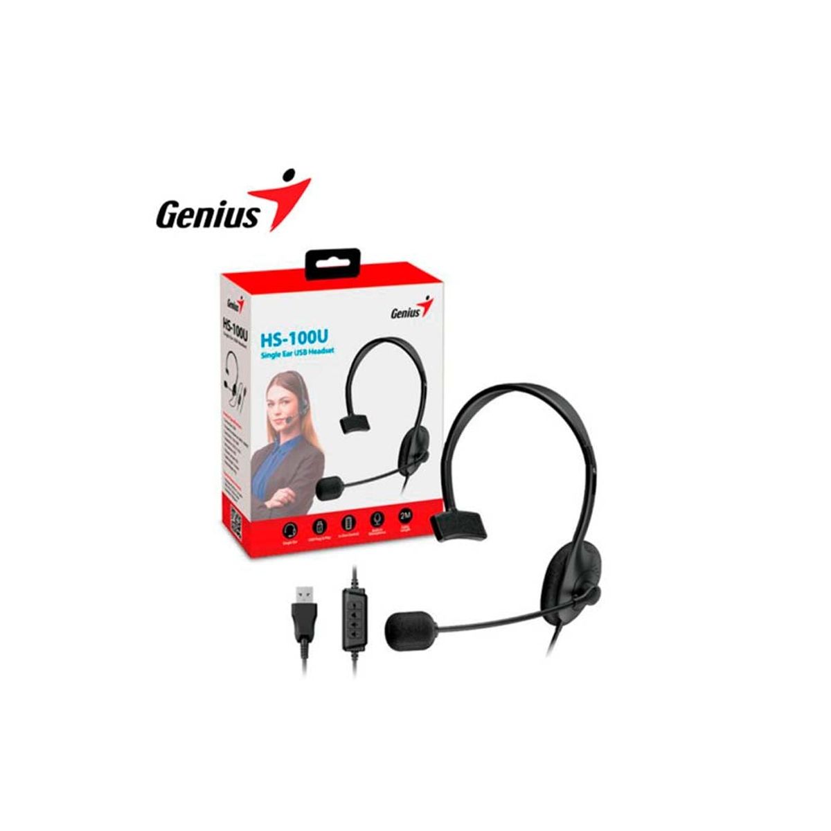 GENIUS - AUDIFONO CMICROF GENIUS HS-100U MONO USB BLACK 31710027400